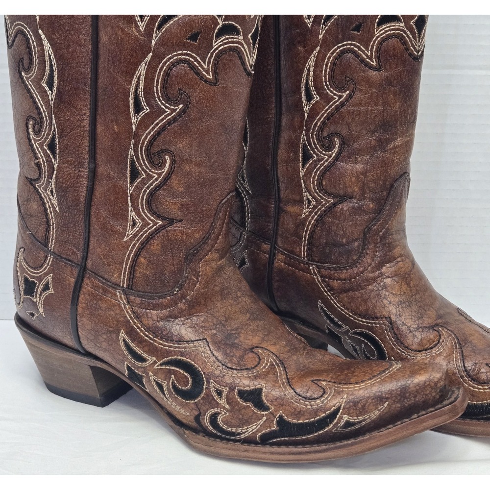 Circle G by Corral Womens Side Embroidery Snip Toe Leather Western Boots L5247 - Picture 2 of 16